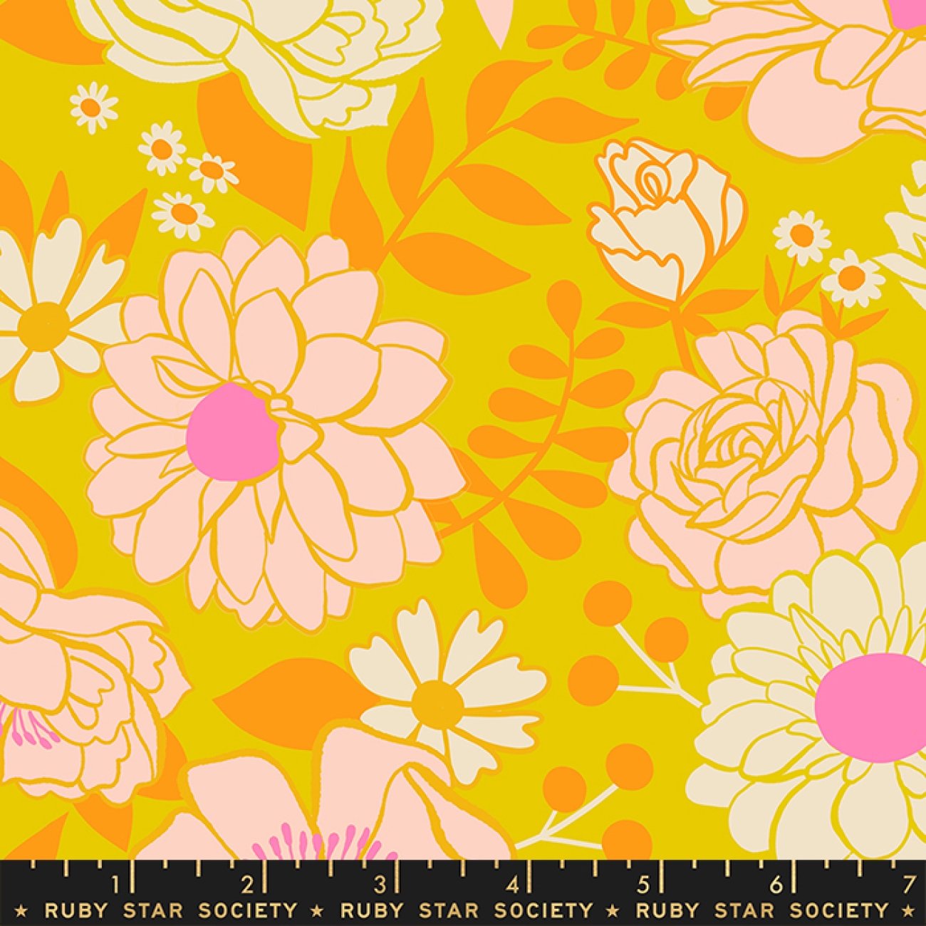 Patchwork Baumwolle - Ruby Star Society - Melody Miller - Rise and Shine - Morning Bloom Large Floral Vintage Retro